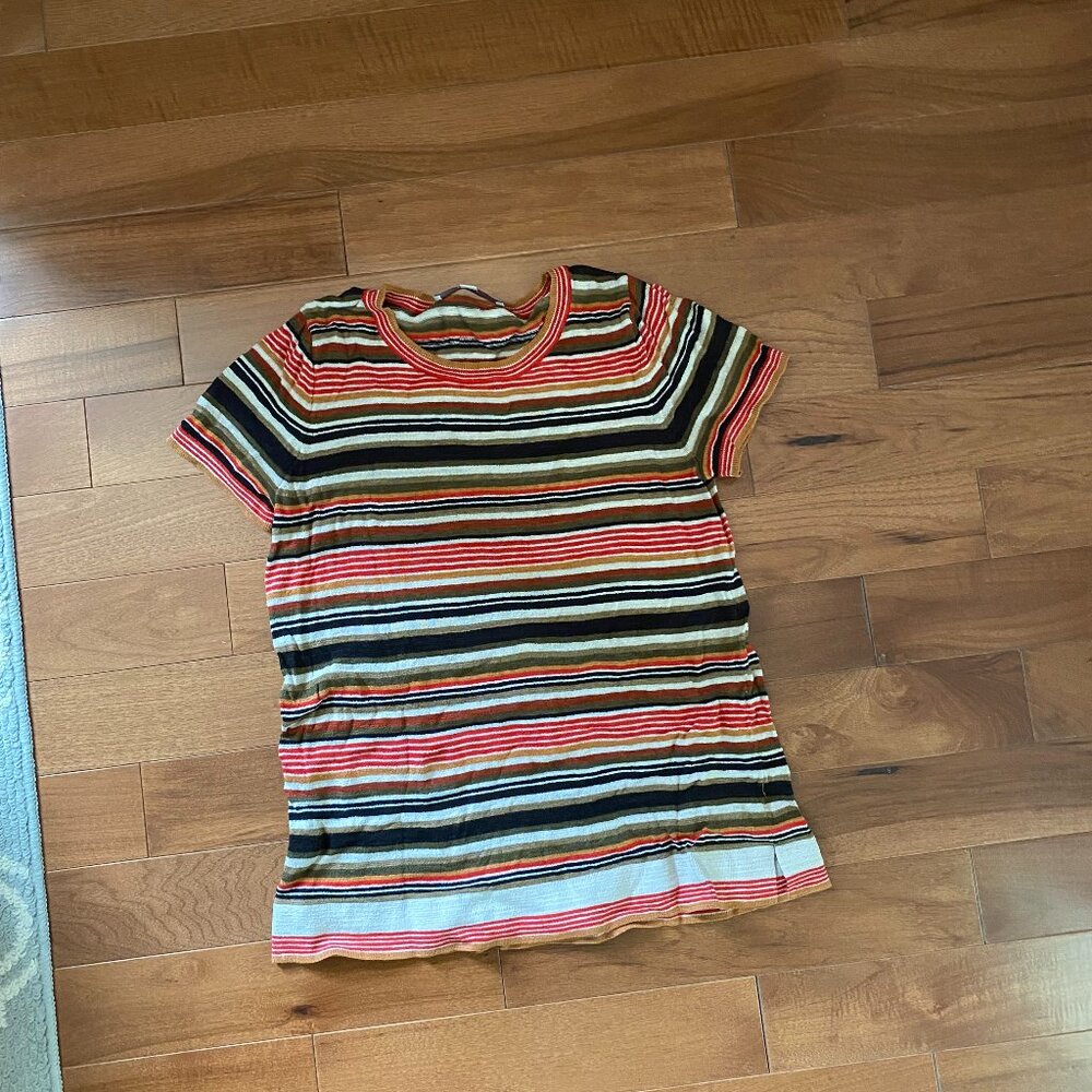 Loft multi-color stripe short sleeve sweater small